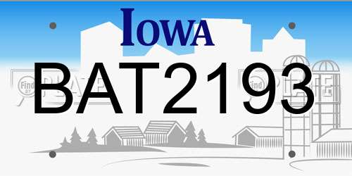 BAT2193 Iowa License Plate