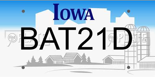 BAT21D Iowa License Plate
