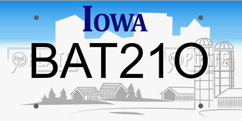 BAT21O Iowa License Plate
