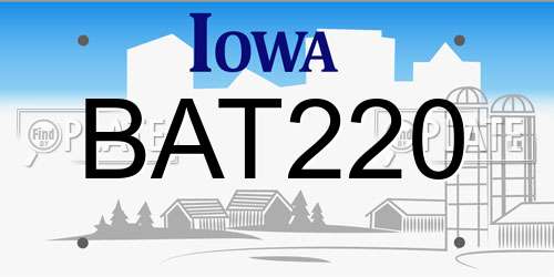 BAT220 Iowa License Plate