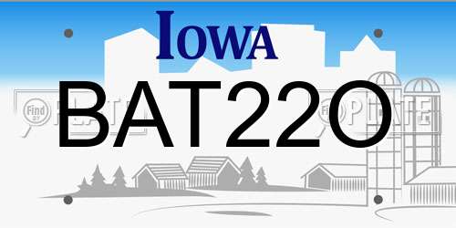 BAT22O Iowa License Plate