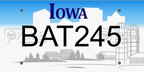 BAT245 Iowa License Plate