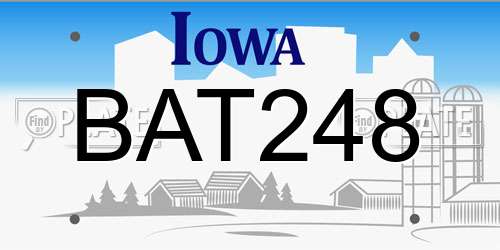 BAT248 Iowa License Plate