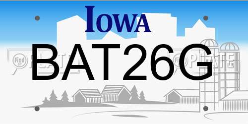 BAT26G Iowa License Plate