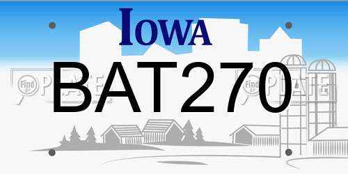 BAT270 Iowa License Plate
