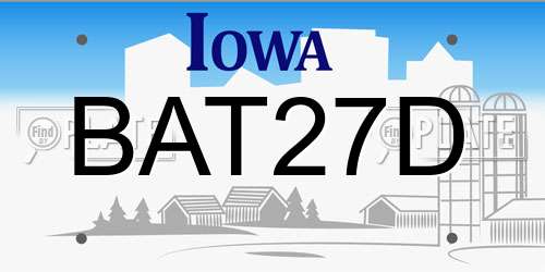 BAT27D Iowa License Plate