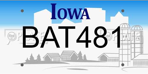 BAT481 Iowa License Plate