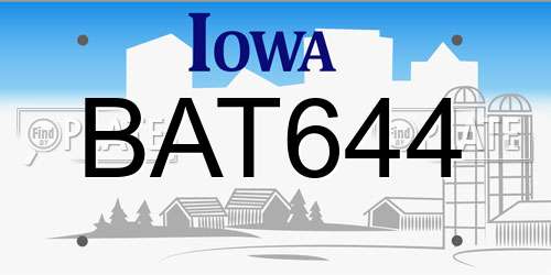 BAT644 Iowa License Plate