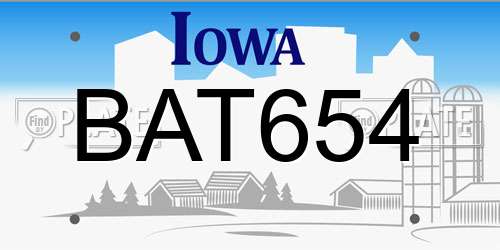 BAT654 Iowa License Plate