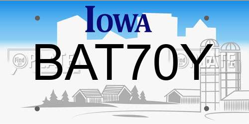 BAT70Y Iowa License Plate