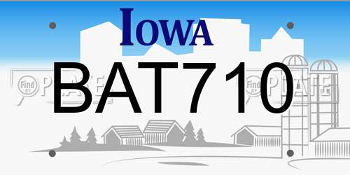 BAT710 Iowa License Plate
