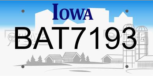 BAT7193 Iowa License Plate