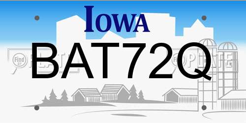 BAT72Q Iowa License Plate