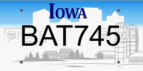 BAT745 Iowa License Plate