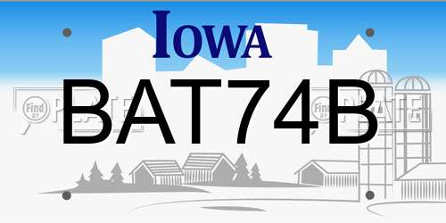 BAT74B Iowa License Plate