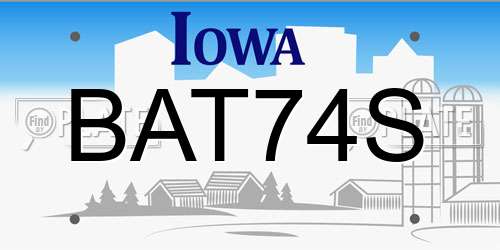 BAT74S Iowa License Plate