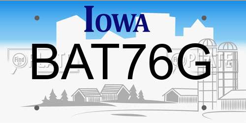 BAT76G Iowa License Plate