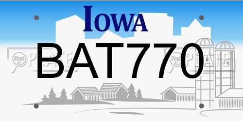 BAT770 Iowa License Plate
