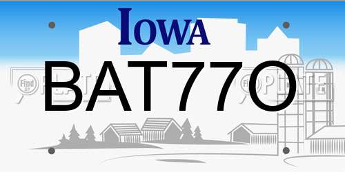 BAT77O Iowa License Plate