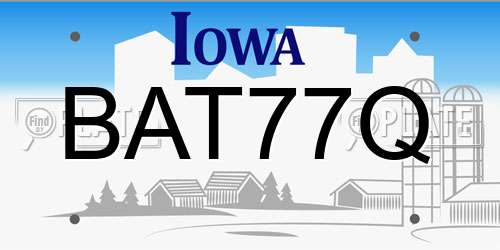 BAT77Q Iowa License Plate