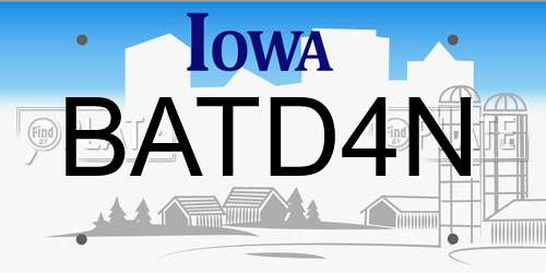 BATD4N Iowa License Plate