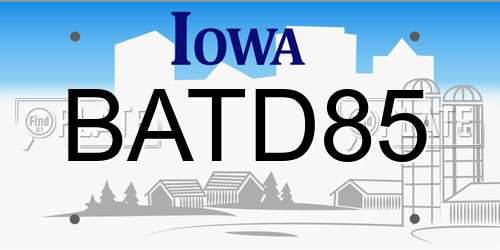 BATD85 Iowa License Plate