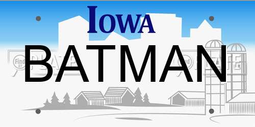 BATMAN Iowa License Plate