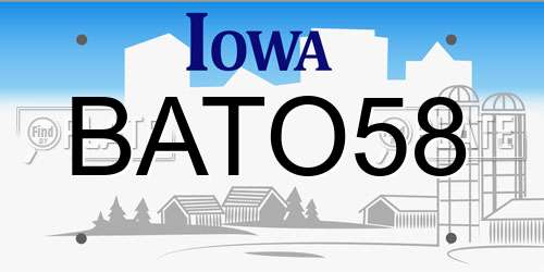 BATO58 Iowa License Plate