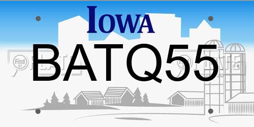 BATQ55 Iowa License Plate