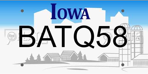 BATQ58 Iowa License Plate