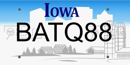 BATQ88 Iowa License Plate
