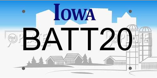 BATT20 Iowa License Plate