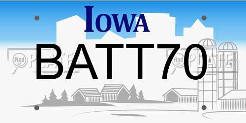 BATT70 Iowa License Plate