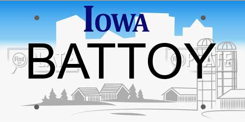 BATTOY Iowa License Plate