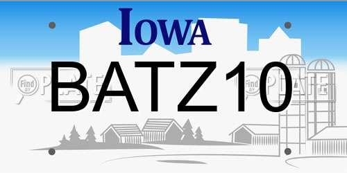BATZ10 Iowa License Plate