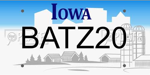 BATZ20 Iowa License Plate