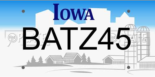 BATZ45 Iowa License Plate