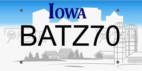 BATZ70 Iowa License Plate