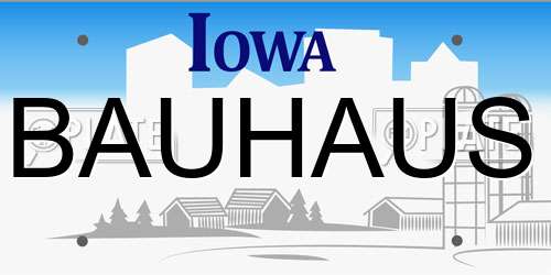 BAUHAUS Iowa License Plate