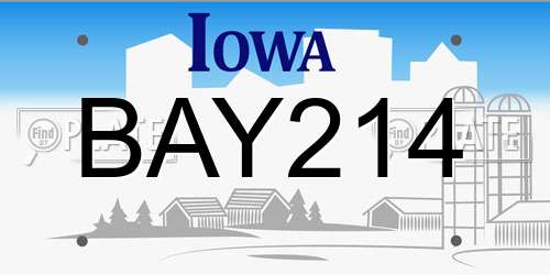 BAY214 Iowa License Plate