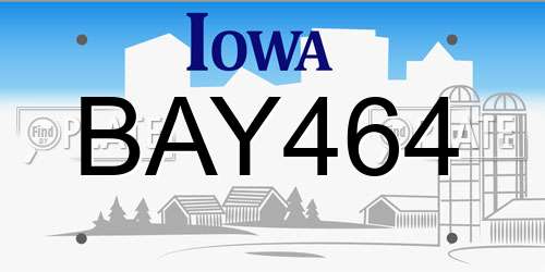 BAY464 Iowa License Plate