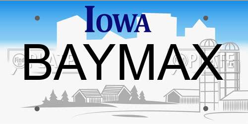 BAYMAX Iowa License Plate