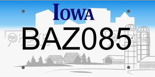 BAZ085 Iowa License Plate