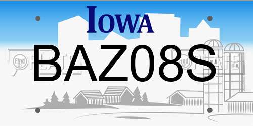 BAZ08S Iowa License Plate