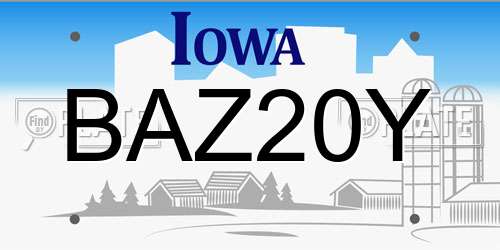 BAZ20Y Iowa License Plate