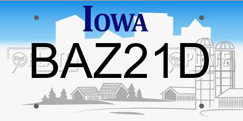 BAZ21D Iowa License Plate