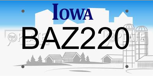 BAZ220 Iowa License Plate
