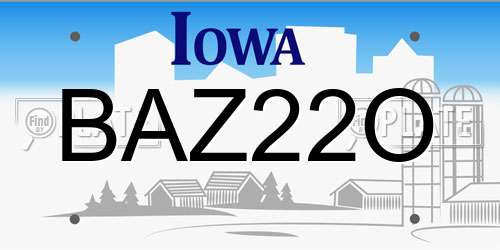 BAZ22O Iowa License Plate