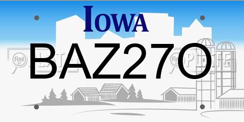BAZ27O Iowa License Plate