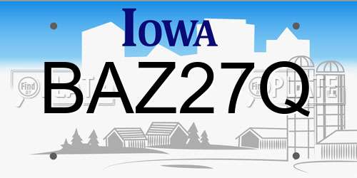 BAZ27Q Iowa License Plate